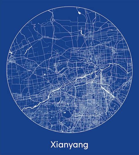 Premium Vector City Map Xianyang China Asia Blue Print Round Circle