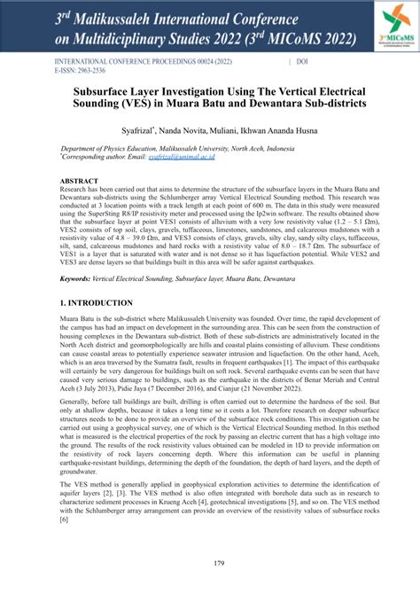 PDF Subsurface Layer Investigation Using The Vertical Electrical