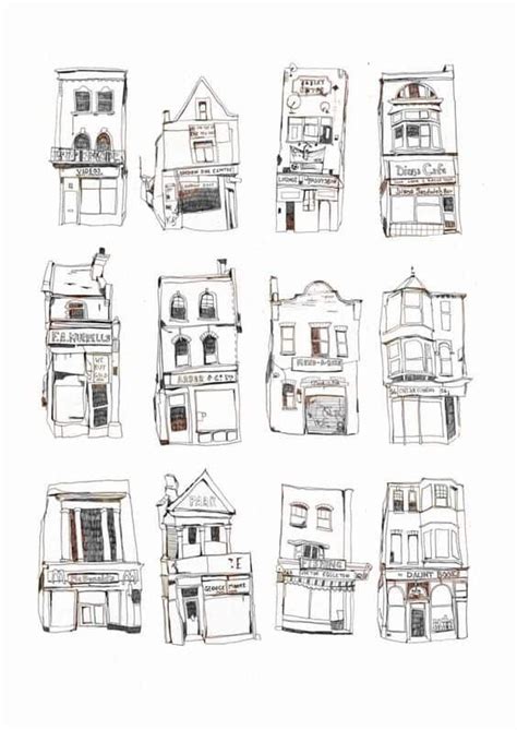 Inspiring Shopfronts Illustrated Creatively Urban Sketching Building