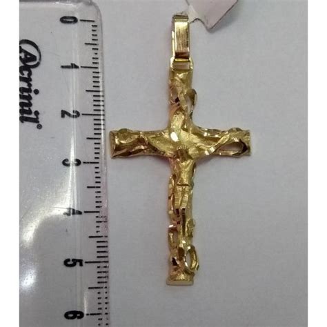 Pingente De Cruz Crucifixo Em Ouro K Cm Altura Elo