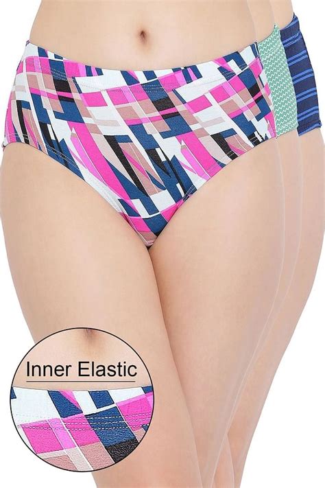 Buy Pack Of 3 Cotton Rich Mid Waist Printed Hipster Panties With Inner Elastic Online India