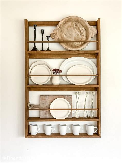 Rustic Wood Plate Rack Shelffarmhouse Wood Wall Hanging Display Rack Handmade Custom Platera