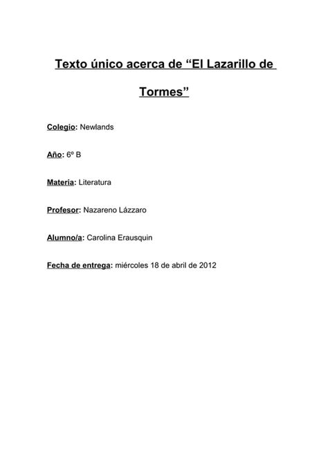 Texto Lazarillo De Tormes PDF