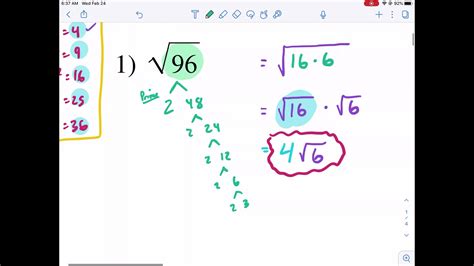 Kuta Tutorial Simplifying Square Roots Youtube