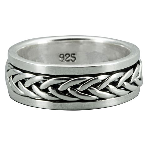 Men S Sterling Silver Braid Ring 925 Braided Band Ring Size 11