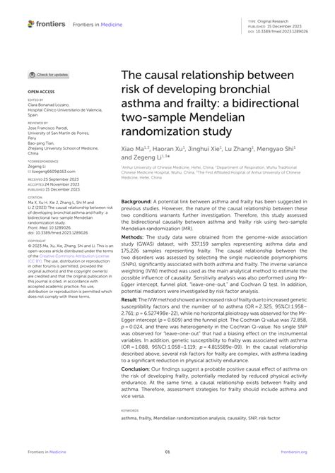 PDF The Causal Relationship Between Risk Of Developing Bronchial