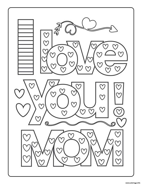 Coloriage I Love You Mom JeColorie