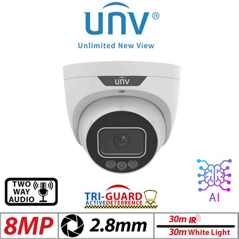 Mp Uniview Tri Guard Series Deep Learning Network Camera White