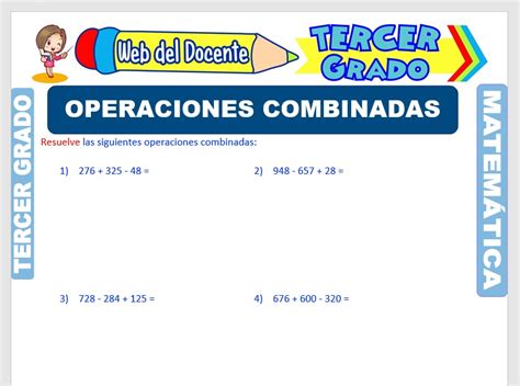 Operaciones Combinadas Adicion Sustraccion Y Multiplicacion Para Tercer