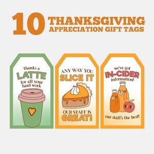 Thanksgiving Employee Appreciation Gift Tags, Printable Thanks Gifts ...