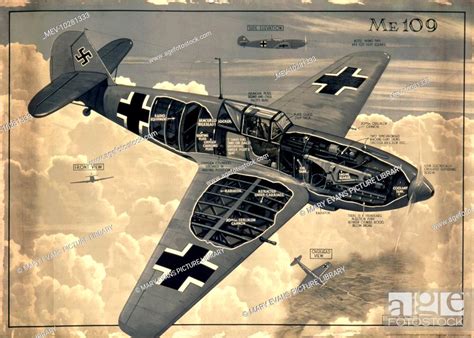 English Poster Showing Details Of The Me109 German Messerschmitt