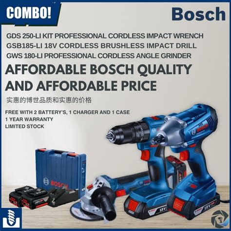 Bosch Combo Sets Gds250 Li Cordless Impact Wrench Gsb185 Li Cordless