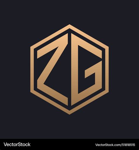 Elegant Hexagon Letter Zg Logo Design Initial Vector Image