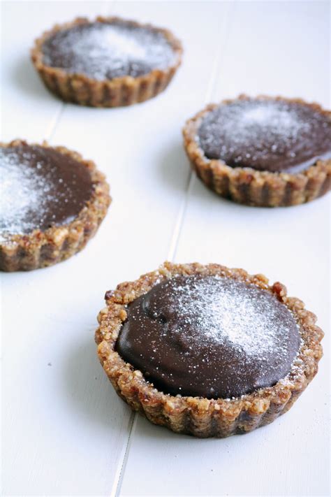 Mini Chocolate Tarts With Raw Date And Nut Crust Gf Take Some Whisks