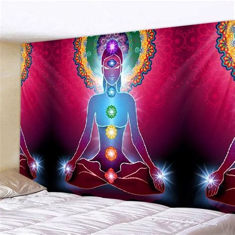 Indian Buddha Meditation 7 Chakra Tapestry Starry Sky Wall Towel