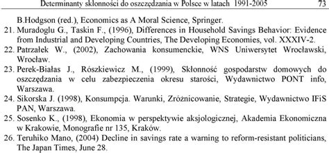 Rozdzia Determinanty Sk Onno Ci Do Oszcz Dzania W Polsce W Latach