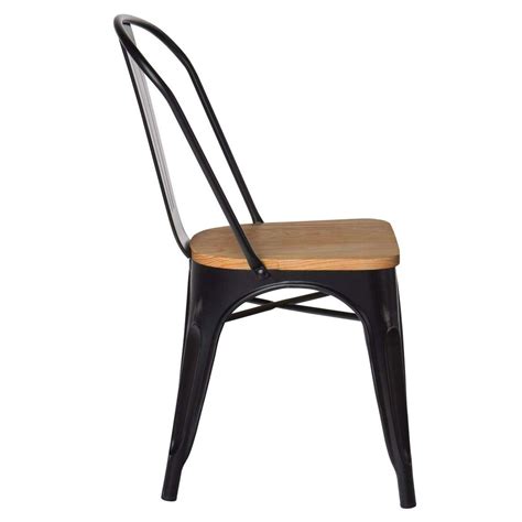 Novahus Pack Sillas Tolix Vintage Asiento Madera Negro