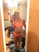 Padded Wide Straps Bandeau Bikini Set Neon Orange Bikinis M Zaful