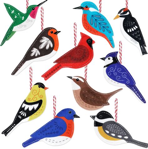 Amazon.com: Felt Birds Ornaments Kit Christmas Tree Woodpecker Cardinal