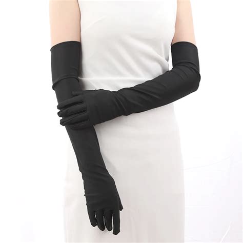 Pair Classic Long Finger Elbow Sun Protection Gloves Opera Evening