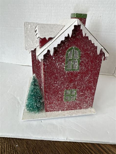 Martha Stewart Grandin Road 6” Tall Putz Mica House Mix Media Christmas