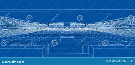 Sketch of Football stadium stock illustration. Illustration of outline - 133369421