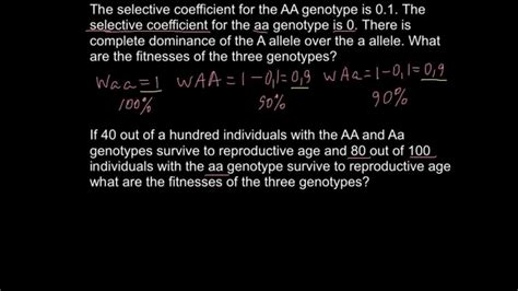 What Is Selective Coefficient And Relative Fitness Youtube