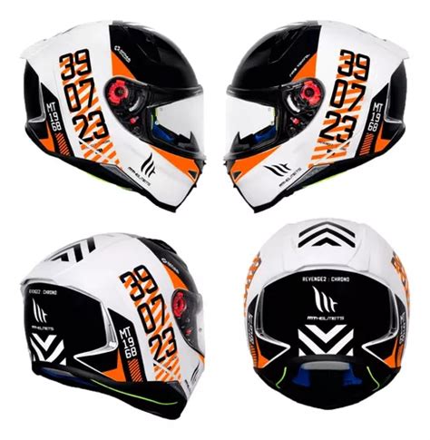 Capacete Mt Helmets Revenge Chrono Laranja Preto E Branco