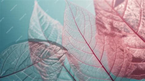 Premium Photo Pink Autumn Leaves On Blue Background Illustration Ai