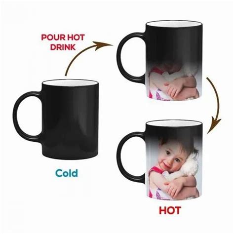 Round Ceramic Plain Sublimation Magic Mug Black Mate Magic Mug