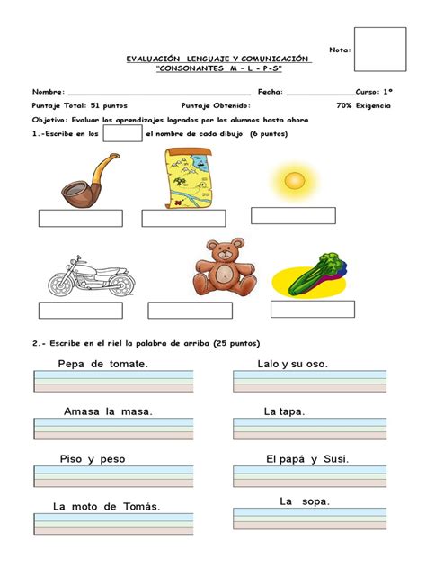 PDF Evaluacion Consonantes M Y L S P Primero DOKUMEN TIPS