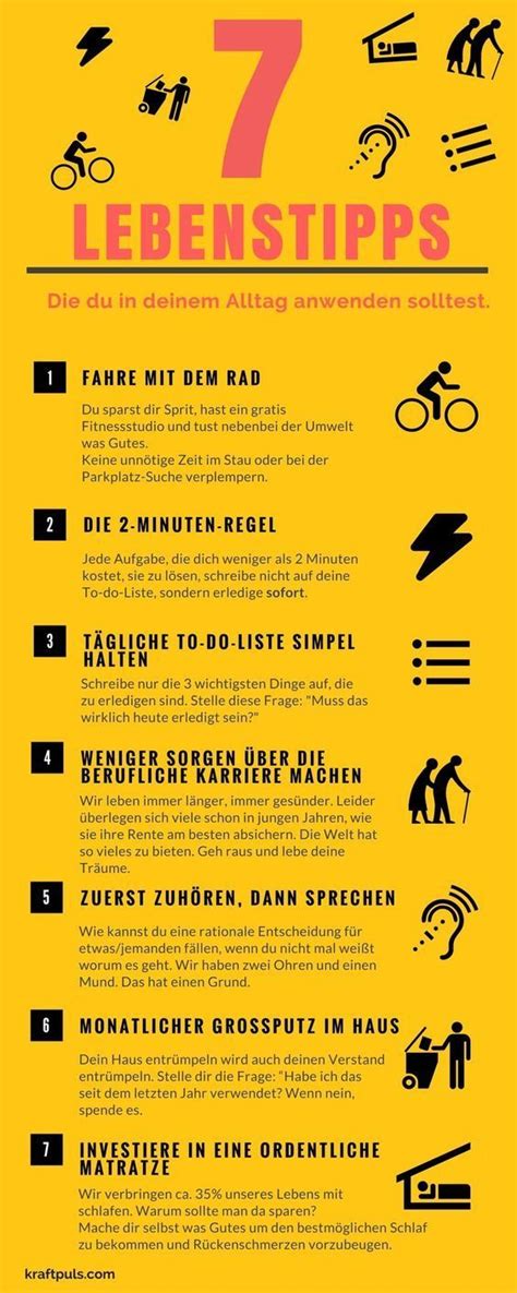 7 Lebenstipps Infografik für ein besseres Leben Lebenstipps Gut