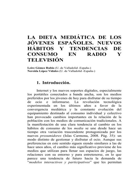 La dieta mediática de los jóvenes españoles