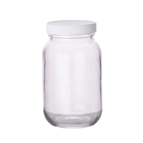 Fisherbrand Clear Standard Wide Mouth Glass Bottles With White