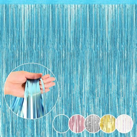 4 Pack 3 2 Ft X 6 6 Ft Teal Tinsel Foil Fringe Curtains Backdrop