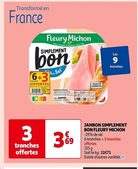 Promo Jambon Simplement Bon Fleury Michon Chez Auchan ICatalogue Fr