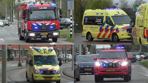 Versneller Brandweer Politie En Verschillende Ambulances Met Spoed