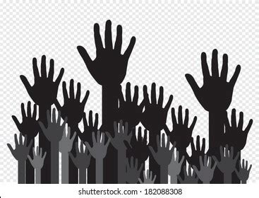 Silhouette Vector Many Hands Raise High Stock Vector Royalty Free