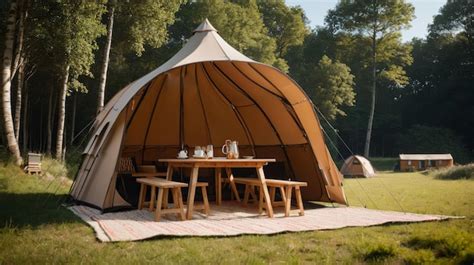 Premium Photo Tent Set Up In Middle Of Field