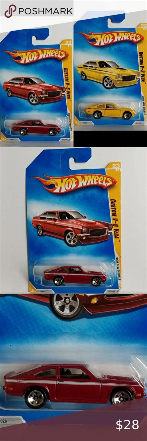 Hot Wheels 2009 New Models Custom V 8 Vega Color Variant Set Collector N4026 Yellow Car Red