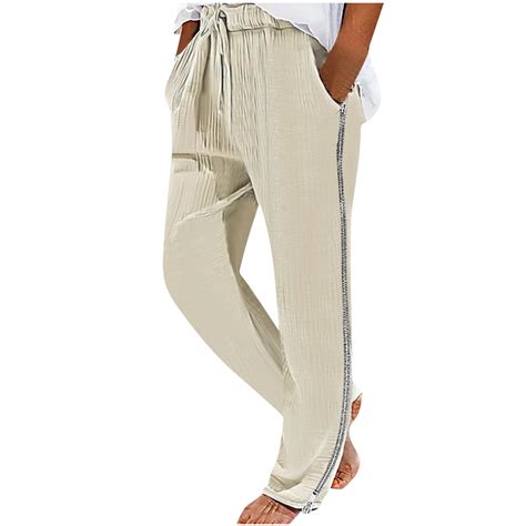 Owordtank Men Cotton Linen Lounge Pants With Side Zippe Walmart