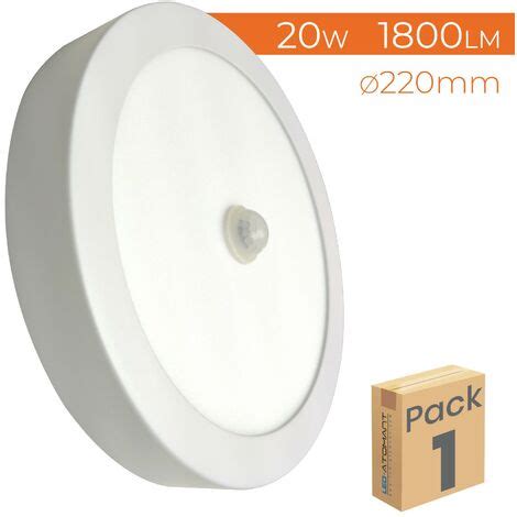 Plafonnier LED Surface Rond 20W 1800LM 220mm Avec Capteur IR Blanc