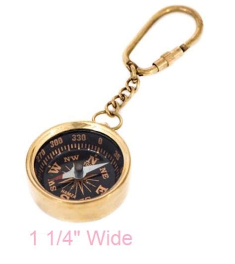 Compass Keychain Compass Vintage Keychain Brass Compass Etsy