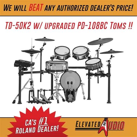 Roland TD 50K2 V Drum Kit W Upgraded PD 108bc Toms Incredible Extra