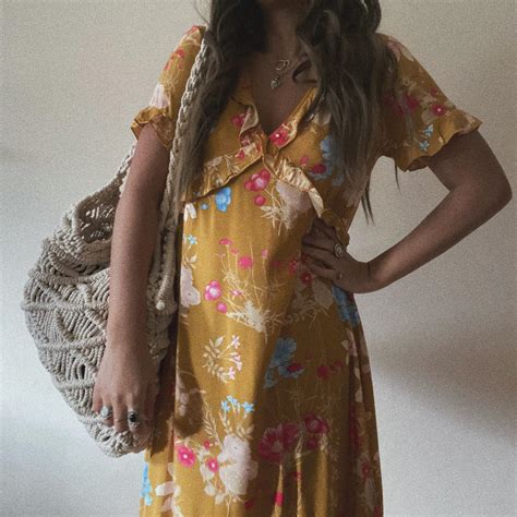 Mustard Yellow Boho Smock Maxi Dress Gorgeous Depop