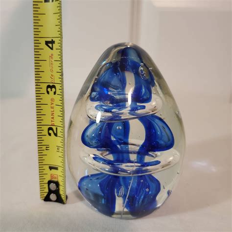 Clear Glass Egg Shaped Paperweight Art Glass With Controlled Etsy