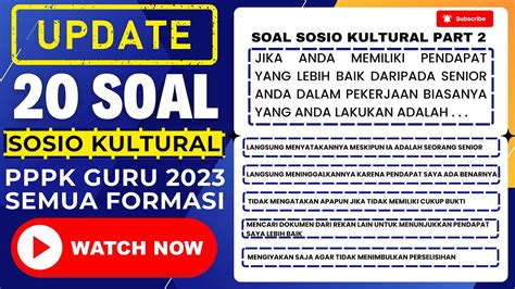 TERBARU 20 SOAL KOMPETENSI SOSIO KULTURAL UNTUK SEMUA FORMASI