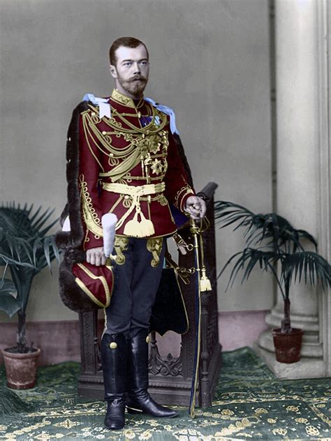 Tsar Nicholas Ii Wearing The Uniform Of The British Hussars And The Order Of The Garter