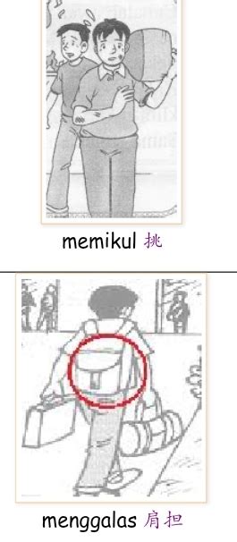 memikul  menggalas ewenda