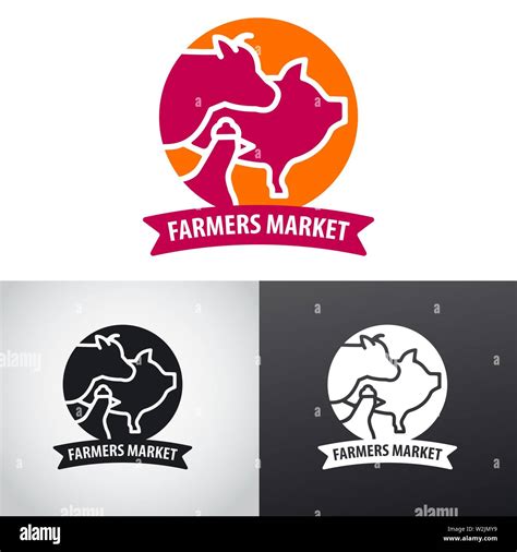 Concept Illustration Of A Farm Logo Animals Meat Market Stock Vector